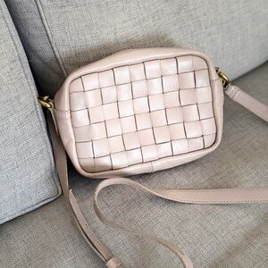 Madewell Woven Leather Crossbody Bag in Blush